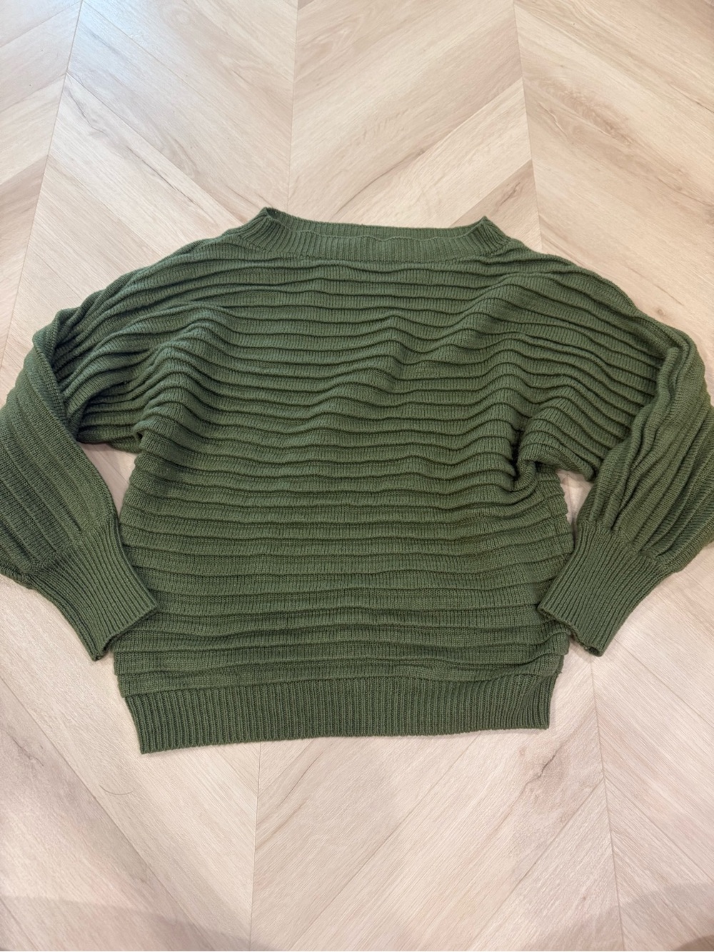 Olive Ribbed Boatneck Women's Sweater